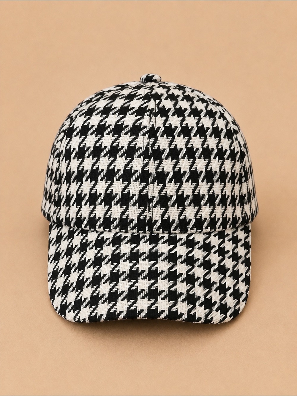 Black & White Houndstooth Baseball Cap – Classic Women’s Hat